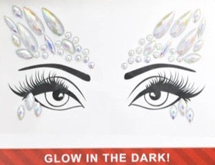 Glow in the dark Diamonte Face (Silver Brows)