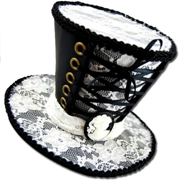 Mini Top Hat Hair Clip Black & White