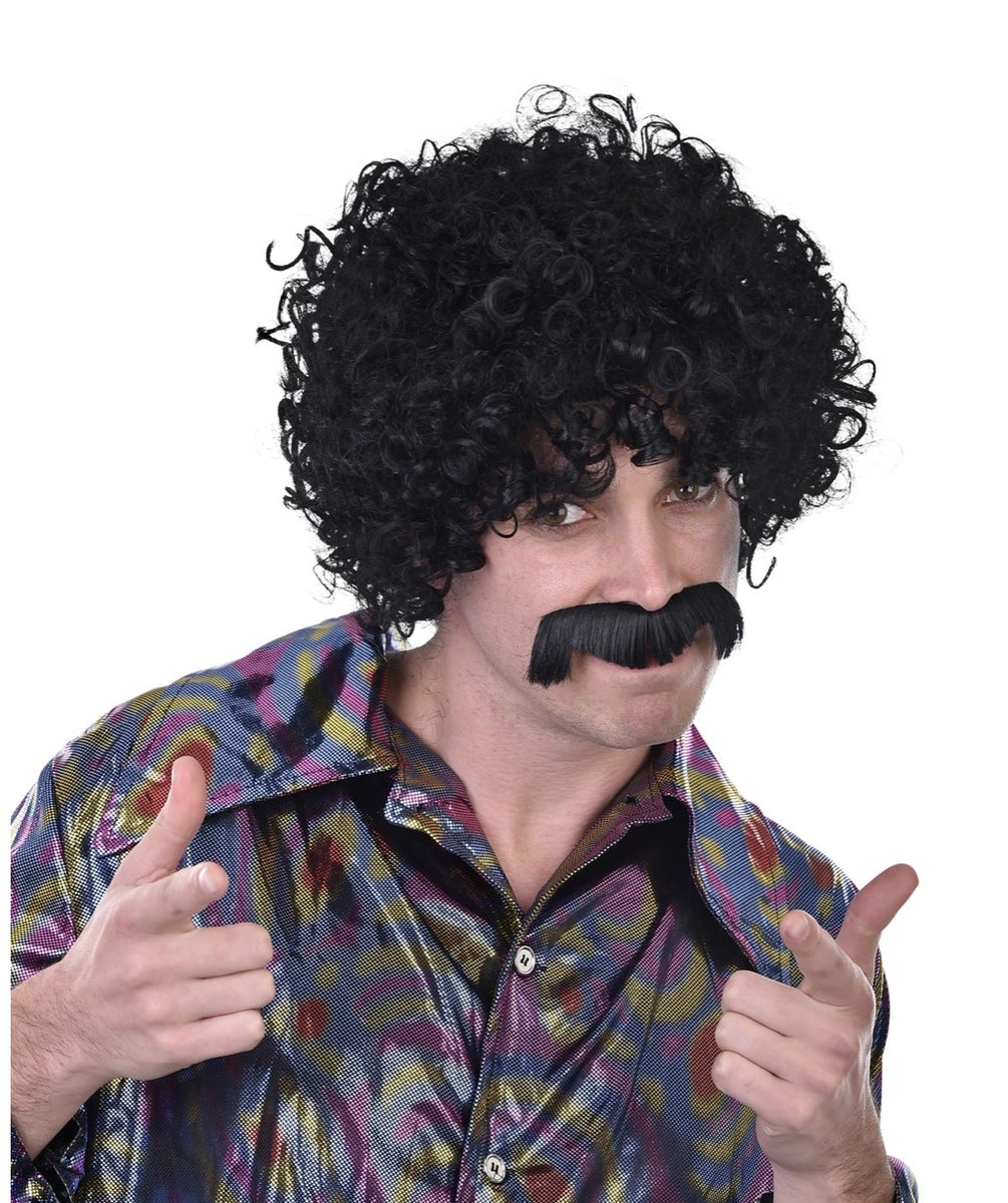 Disco Stew Afro Wig & Mo Black