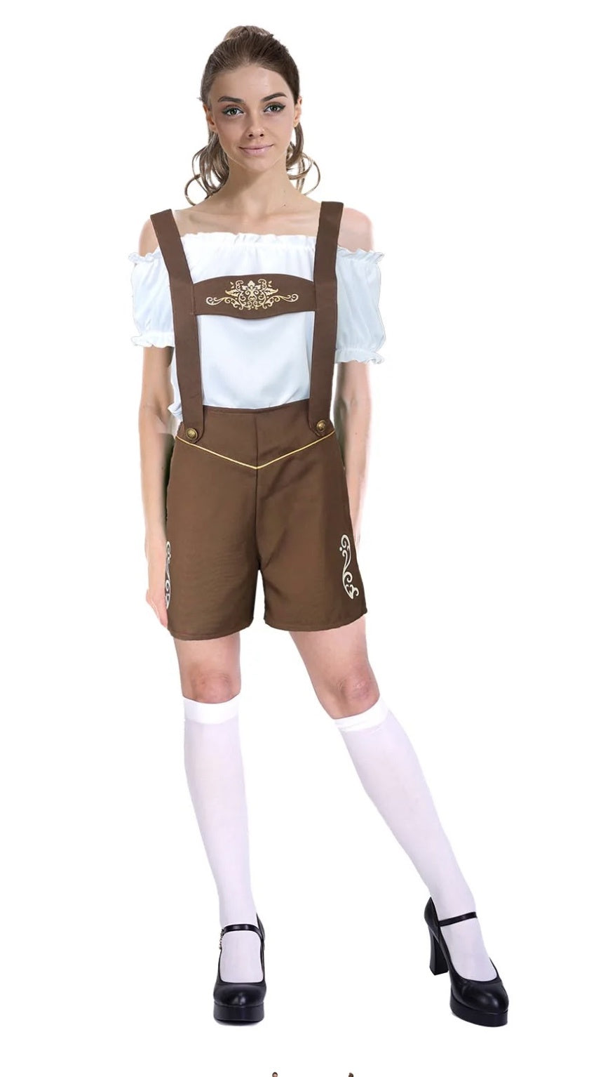 LADIES BROWN OKTOBERFEST GIRL SHORTS COSTUME LADIES BROWN OKTOBERFEST GIRL SHORTS COSTUME