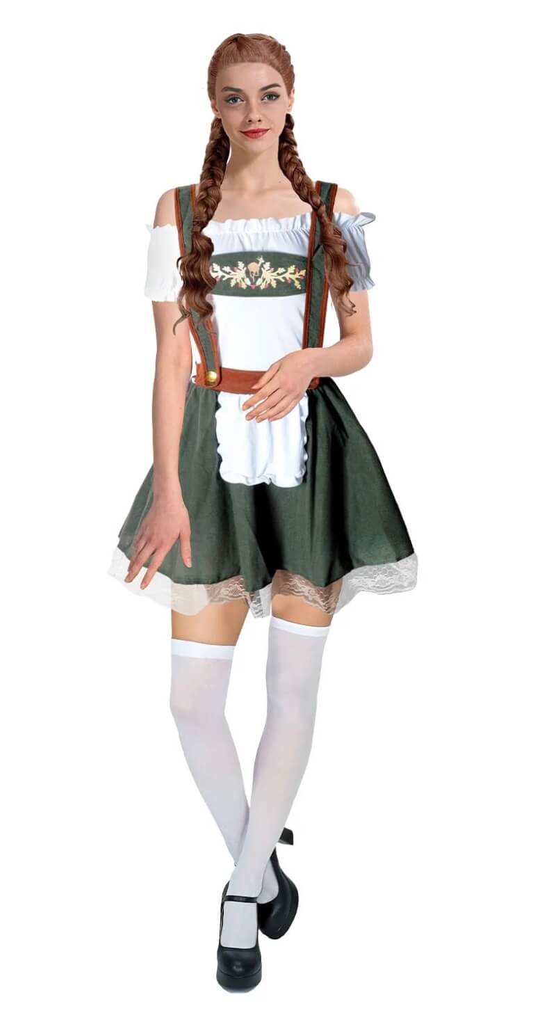 Oktoberfest Adult Beer Girl Green Costume | Partyland Online