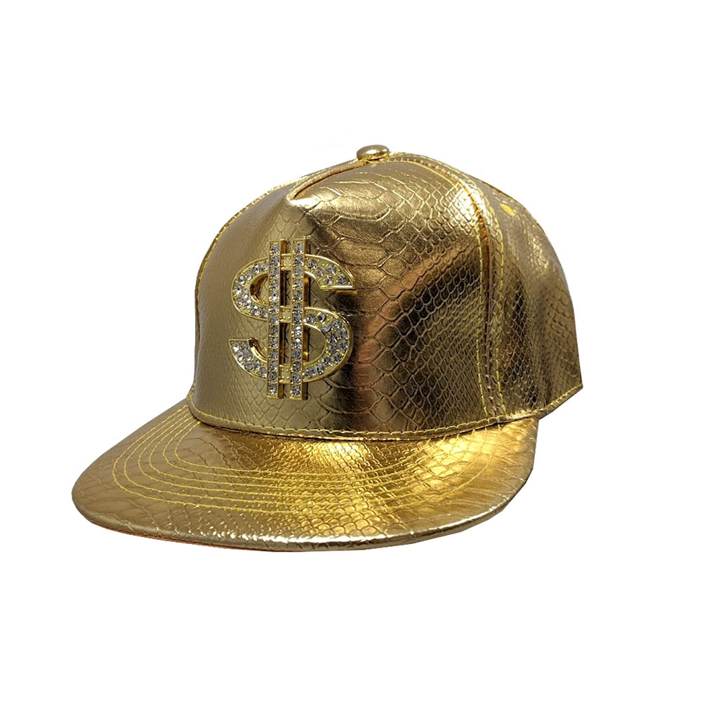 Metallic Gold Rapper Hat With Dollar Sign | Party Land Online