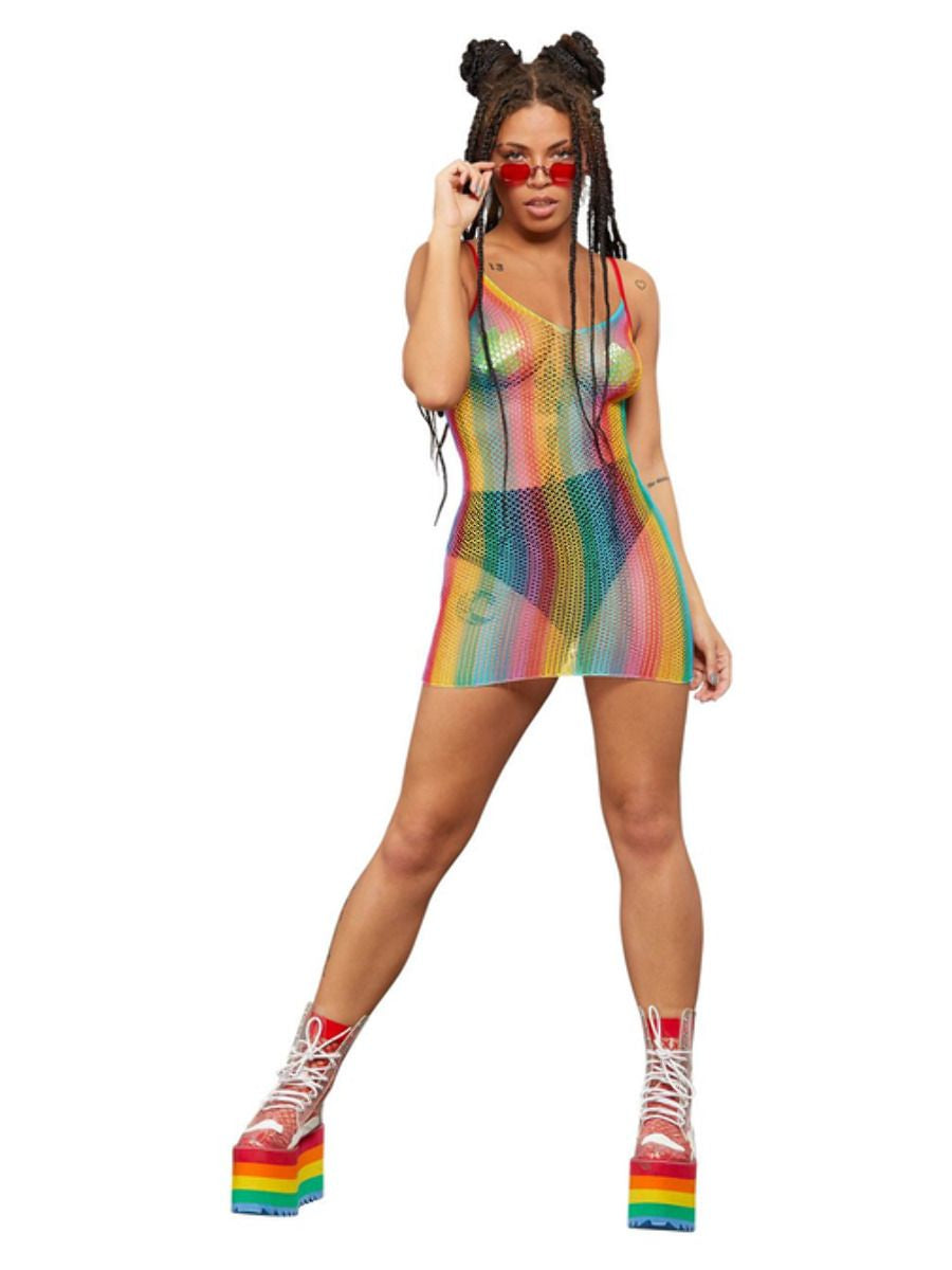 Fishnet rainbow dress deals