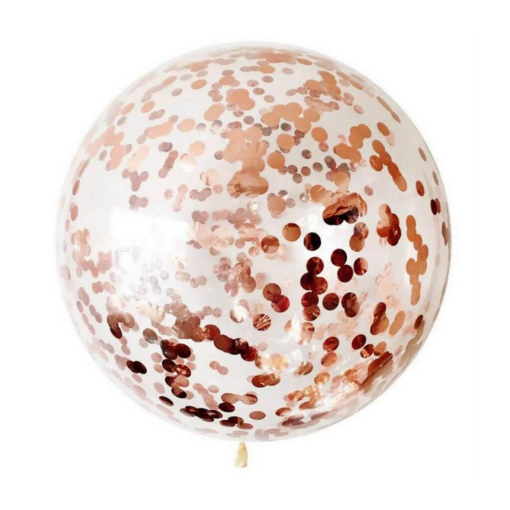 3 foot Clear Balloon With Confetti -ROSE GOLD
