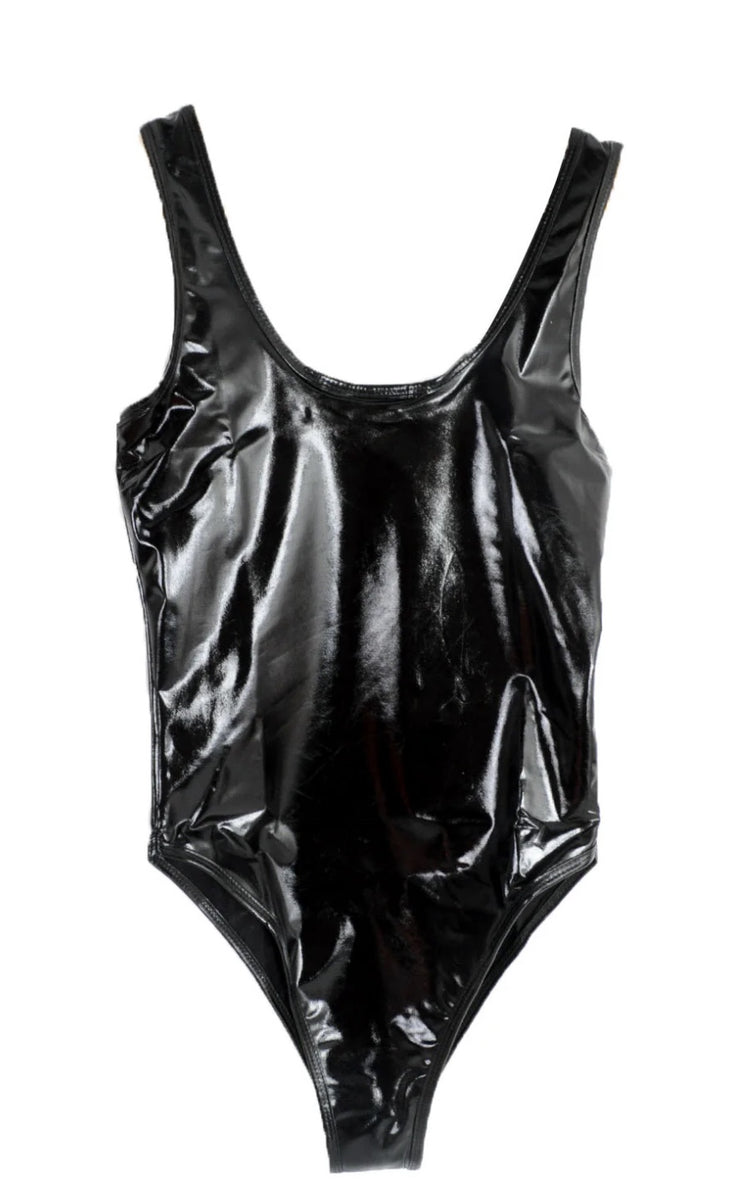 High Time Square Neckline Leotard Black